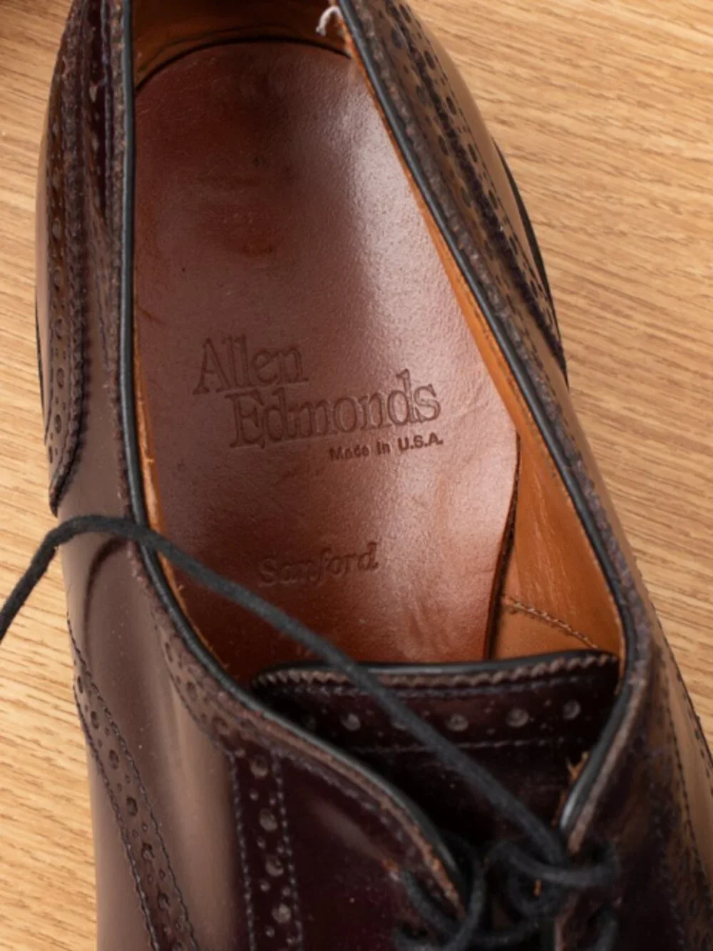 Allen Edmonds Sanford Cap Toe Shoes Men's 9.5 EEE Burgundy Leather USA